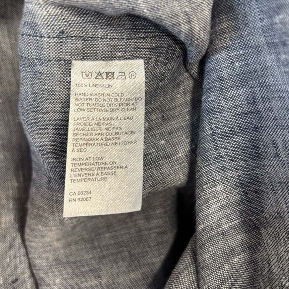 Saks Fifth Ave Blue 💯 Men’s Linen Shirt, short sleeves, chest pocket, Size Small - Picture 6 of 7